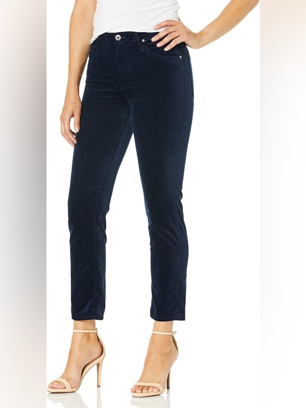 Adriano Goldschmied The Isabelle Blue Velvet High Rise Crop Ankle Pants